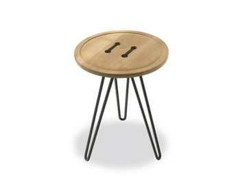 BUTTON - Round coffee table with solid wood top and iron base by Riva 1920 - view 2